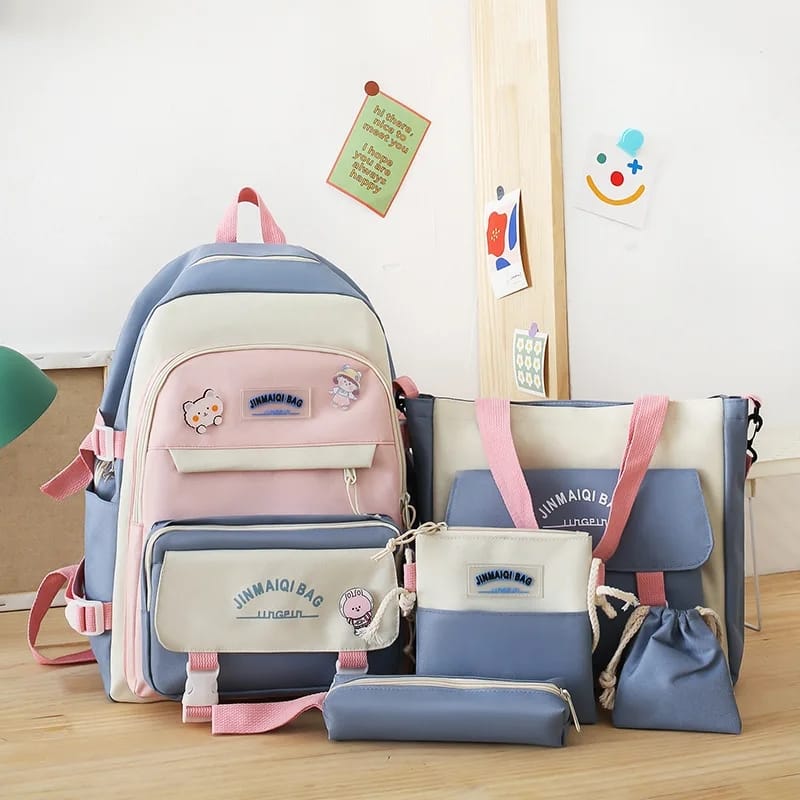 Imported Backpack 5 Pcs Imported Bag Set For Girls