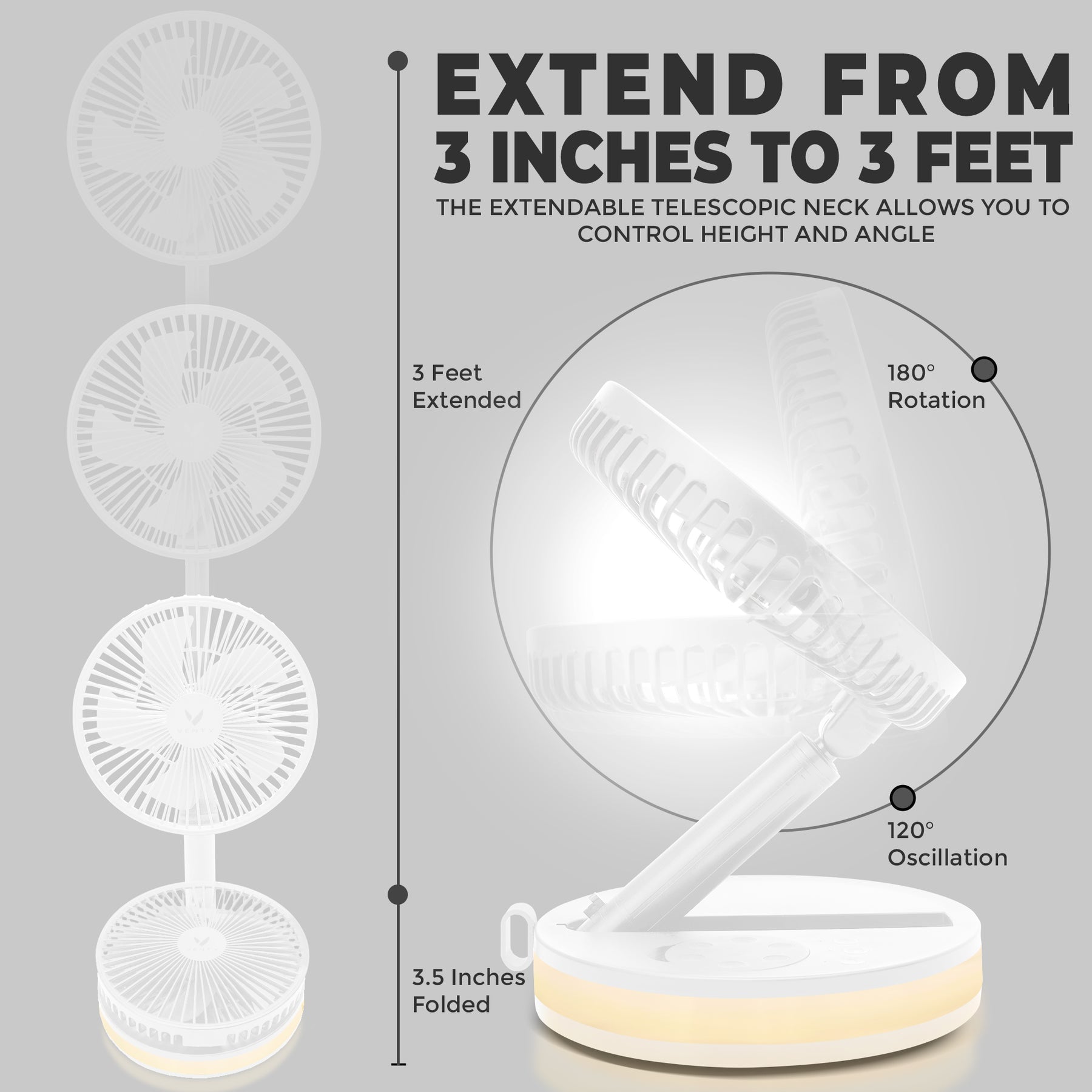 Telescopic Folding Floor Fan 3 Gears Summer Silent Desktop Retractable Fan For Office Bedroom School Usb Ventilator