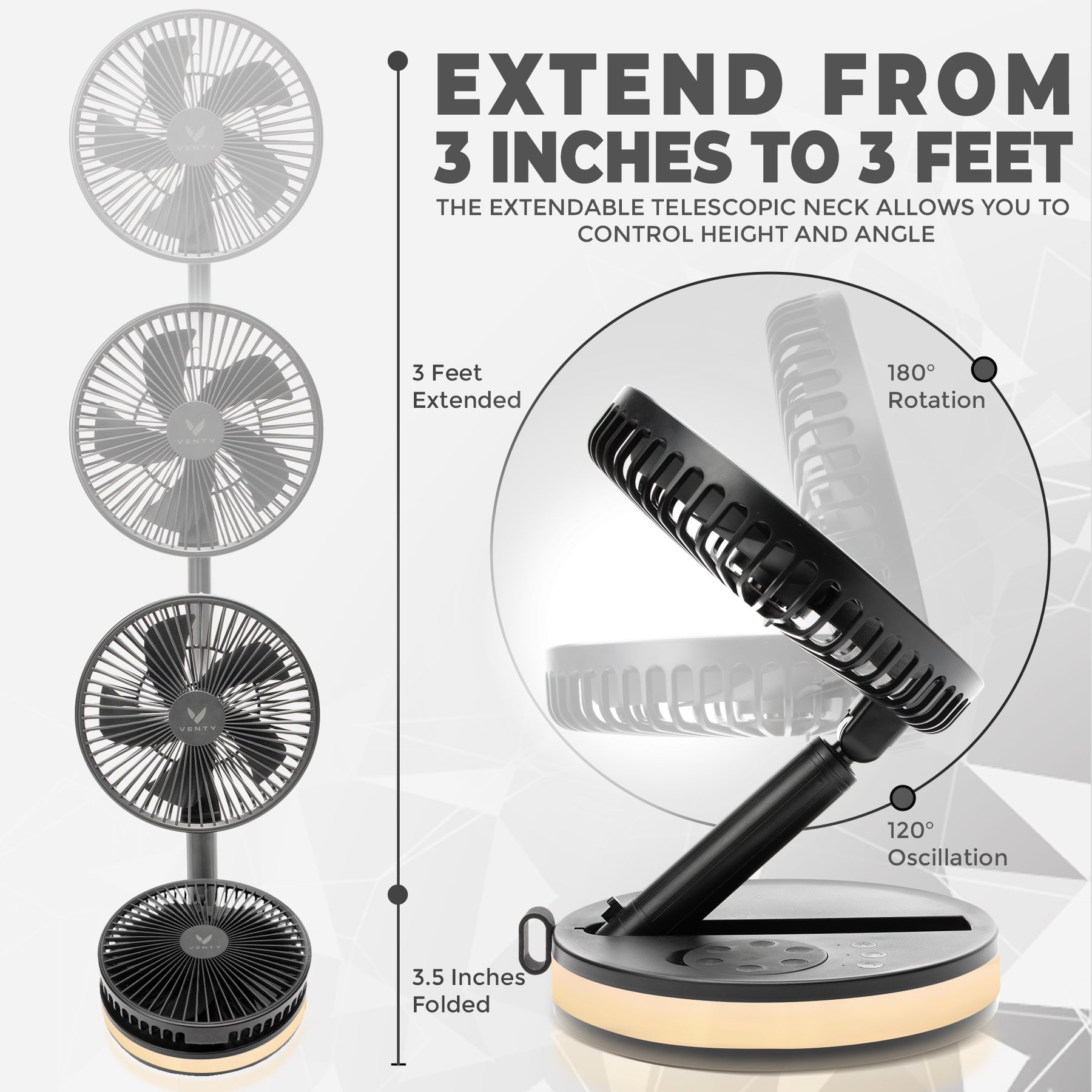 Telescopic Folding Floor Fan 3 Gears Summer Silent Desktop Retractable Fan For Office Bedroom School Usb Ventilator